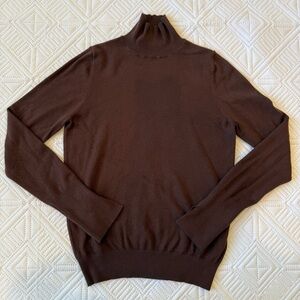 Zara Mock Neck Knit Sweater Top Size S Brown